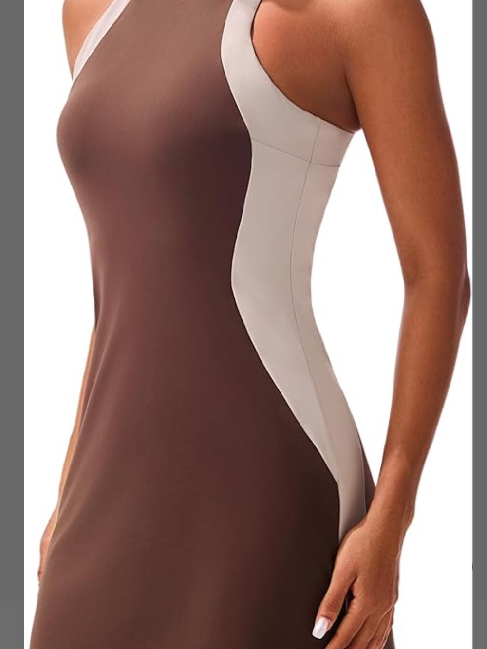 Brown & Cream Colorblock Slip Dress - Women Intimates